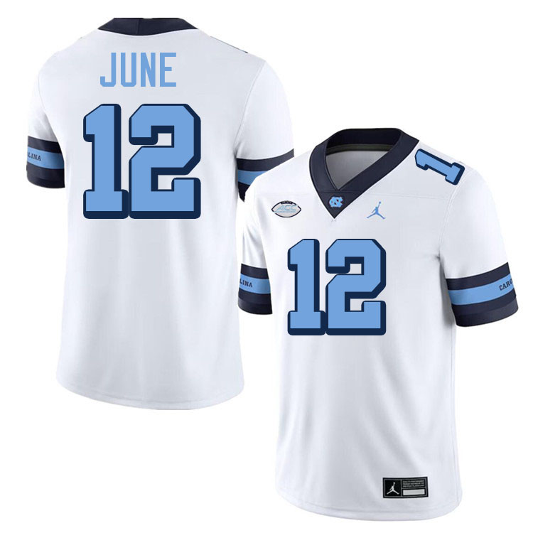Demon June UNC Jerseys,North Carolina Tar Heels #12 Demon June Football Jerseys-Throwback White